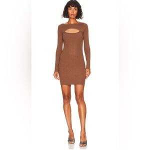 REVOLVE STITCHES & STRIPES BROWN DRESS